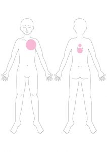 背中痛,背中の中心が痛い,左胸の痛み,鎖骨の下が痛い,心臓